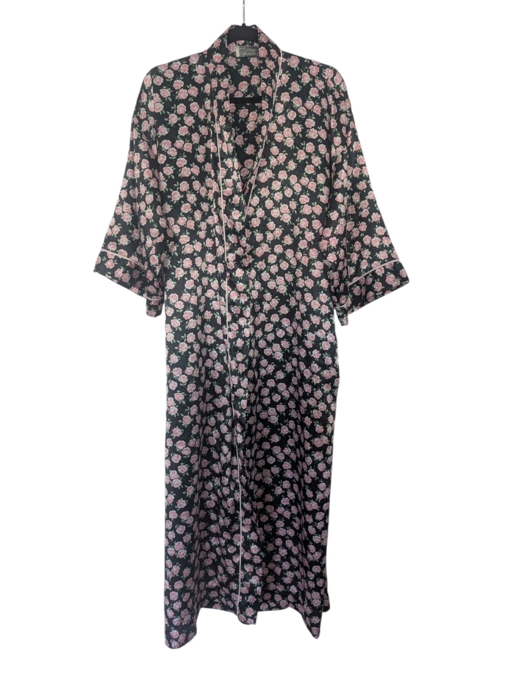 Vintage Christian Dior Lingerie Floral Robe Satin Kimono Women's Small